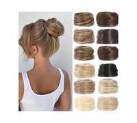 Parrucchiere Chignon con capelli umani, coda di cavallo, parrucchino brasiliano, scrunchies, acconciature raccolte, chignon a ciambella, extension for capelli Uso quotidiano(Brownish Black)