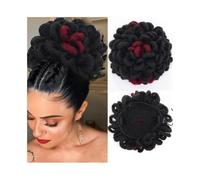 Parrucchiere Chignon con dreadlock sintetico, afro, con chignon e locs finti, con clip e coulisse. Uso quotidiano(1B-BUG)