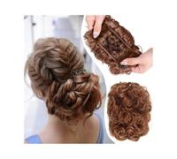 Parrucchiere Chignon corto e riccio spettinato con estensione e pettini, chignon spesso, coda di cavallo Uso quotidiano(Q1-30)