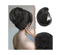 Parrucchiere Chignon for capelli lisci, coulisse, extension for capelli sintetici, pettine, fermaglio for coda di cavallo, parrucca Uso quotidiano(#1B)