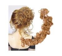 Parrucchiere Chignon for capelli ricci e ondulati, scrunchies sintetici, lunghi e spettinati, fai da te, extension for coda di cavallo Uso quotidiano(Nero)