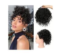 Parrucchiere Chignon for capelli ricci e spettinati, con coulisse, ondulati e sintetici, for coda di cavallo Uso quotidiano(Natural Black)