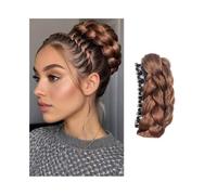 Parrucchiere Chignon intrecciato con clip, chignon sintetico intrecciato, extension for capelli Uso quotidiano(Light Brown)