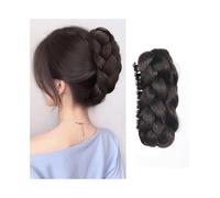 Parrucchiere Chignon intrecciato con clip, chignon sintetico intrecciato, extension for capelli Uso quotidiano(Brownish Black)