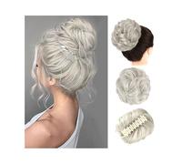 Parrucchiere Chignon sintetico con artiglio, chignon spettinato, clip in extension for capelli ricci e ondulati. Uso quotidiano(Grijs)