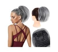 Parrucchiere Chignon sintetico con coulisse elastica, coda di cavallo corta, pettine, extension con clip Uso quotidiano(1BTgrey)