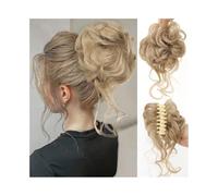 Parrucchiere Chignon sintetico riccio e ondulato, chignon riccio spettinato, clip in coda di cavallo, extension for capelli Uso quotidiano(T1B/4/30)