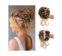 Parrucchiere Chignon spettinato, chignon sintetico con clip, riccio e ondulato, extension for capelli con viticci Uso quotidiano(86-10)