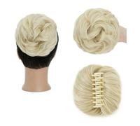 Parrucchiere Chignon spettinato con fermaglio for artigli, chignon ondulato e riccio, extension for capelli sintetici, spettinati e raccolti Uso quotidiano(Bleach Blonde)