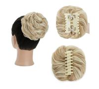 Parrucchiere Chignon spettinato con fermaglio for artigli, chignon ondulato e riccio, extension for capelli sintetici, spettinati e raccolti Uso quotidiano(Ash Blonde mix Bleach Blonde)