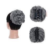 Parrucchiere Chignon spettinato con fermaglio for artigli, chignon ondulato e riccio, extension for capelli sintetici, spettinati e raccolti Uso quotidiano(Grijs)