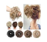 Parrucchiere Chignon spettinato, sintetico, ondulato, riccio, elastico, soffice, ciambella, extension for capelli Uso quotidiano(Dark Bown+Wine Red)