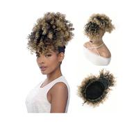 Parrucchiere Coda di cavallo afro con coulisse e frangia, chignon riccio e riccio, accessorio for capelli, chignon all'ananas for donne nere Uso quotidiano(1BT27)
