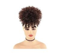 Parrucchiere Coda di cavallo sintetica corta e riccia con coulisse e frangia, fermaglio for capelli afro con chignon alto e voluminoso Uso quotidiano(4)
