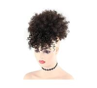 Parrucchiere Coda di cavallo sintetica corta e riccia con coulisse e frangia, fermaglio for capelli afro con chignon alto e voluminoso Uso quotidiano(2)