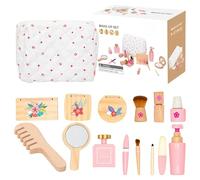 Parrucchiere e trucco di bellezza in legno,Giocattoli per salone di bellezza e parrucchiere - Set di giocattoli per il trucco per fingere di giocare in sicurezza,Kit di trucco