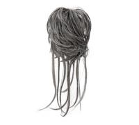 Parrucchiere elastico sintetico riccio panino sciolto nero biondo marrone naturale capelli finti chignon fascia updo ciambella per donna estensione ponytail (grigio+bianca)