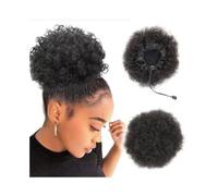 Parrucchiere Extension for capelli ricci e crespi con coda di cavallo, 4, 6, 8 pollici, con coulisse e chignon afro. Uso quotidiano(4inches)