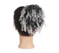 Parrucchiere Extension for capelli ricci e crespi, con elastico, for chignon afro corto sintetico Uso quotidiano(T1B-GREY)