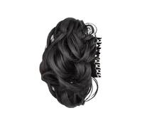 Parrucchiere Extension for capelli sintetici con chignon spettinato, fermaglio for capelli, coda di cavallo ondulata e riccia Uso quotidiano(Natural Black)