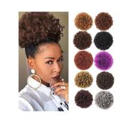 Parrucchiere Extension for chignon afro con coulisse, ricci e crespi, con 2 clip Uso quotidiano(1B-PURPLE)