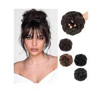 Parrucchiere Extension for chignon con capelli umani, elastico, spettinato, soffice, a ciambella, for coda di cavallo Uso quotidiano(Brown Black)