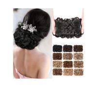 Parrucchiere Extension for chignon spettinato e disordinato, ricci e ondulati, facili da allungare, con clip e coda di cavallo. Uso quotidiano(18H613)