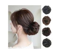 Parrucchiere Messy Hair Bun Synthetic Curly Wavy Chignon Hairpieces Elastic Ponytail Extension Uso quotidiano(Black brown)