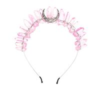 Parrucchino Crystal Party Headband Moon Crown Prom Puntelli Copricapo da sposa for la sposa Vintage Witch Crystal Hair Crystal Hair Band Women Crystal Hairband Crystal Hairband Crown Wig(Pink)