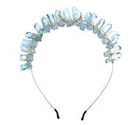Parrucchino Crystal Party Headband Moon Crown Prom Puntelli Copricapo da sposa for la sposa Vintage Witch Crystal Hair Crystal Hair Band Women Crystal Hairband Crystal Hairband Crown Wig(Blue)
