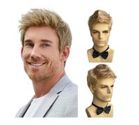 Parrucchino da uomo Parrucca for uomo Parrucca bionda da uomo for uomo Capelli sintetici soffici naturali a strati Ogni giorno Halloween Parrucchino per uomo