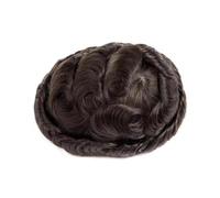 Parrucchino da uomo Parrucca frontale in pizzo francese Pu | Top in pizzo con pelle sottile attorno alla base, n. 3 Marrone scuro(#3 -30mm Wave 130%,7"x10")