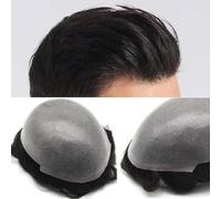 Parrucchino da uomo Parrucca maschile Parrucca con nodi Parrucca piena di capelli umani for uomo 0,06-0,08 cm Unità di sistema di protesi capillare for pelle sottile Parrucche(6x8)