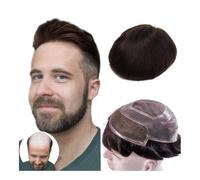 Parrucchino da uomo Parrucche for capelli umani indiani in pizzo da uomo for sistema di capelli invisibili for uomo Parrucche sostitutive for capelli umani traspiranti nere e marroni Parrucche(Black)