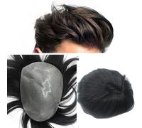 Parrucchino da uomo Parrucchino 4mm-6mm PU Parrucca for capelli umani Capelli indiani Remy Uomo Toupee Wave Straight Sistema di capelli for uomo Parrucche(Straight Hair,7x10)