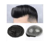 Parrucchino da uomo Parrucchino da uomo con pelle sottile protesica for capelli umani puri al 100% Pelle invisibile con loop a V attorno al sistema di sostituzione trasparente dei capelli Parrucche(Li