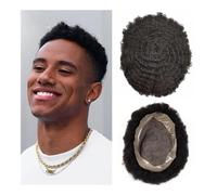 Parrucchino da uomo Parrucchino da uomo durevole e fine mono base ricci capelli ondulati africani for uomo capelli mono e facili da installare Parrucche(Water Curl Toupee,8x10)
