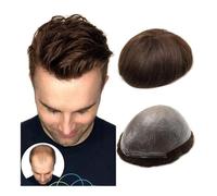 Parrucchino da uomo Parrucchino da uomo Parrucca indiana for capelli umani con pelle sottile for uomo 0,06-0,08 mm Unità di sistema di capelli umani Capelli castani e neri Parrucche(Brown,8x10)