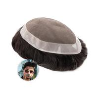 Parrucchino da uomo Parrucchino da uomo Parrucche for capelli umani Protesi capillare fine Sistema di capelli Remy a onda naturale dritta Capelli parrucchino maschile Parrucche(6x8)