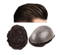 Parrucchino da uomo Parrucchino da uomo Pelle sottile Full PU 0,12 cm Sistema di capelli Parrucca indiana for capelli umani Protesi nera e marrone Parrucchino for uomo Parrucche(Black,8x10)
