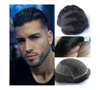Parrucchino da uomo Parrucchino da uomo Remy parrucca maschile for capelli umani resistente pizzo svizzero sottile protesi for capelli maschili puro fatto a mano for uomo Toupee Parrucche(Medium Brown