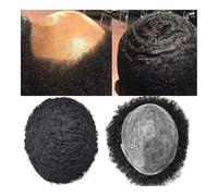 Parrucchino da uomo Parrucchino da uomo riccio Pelle sottile 0,06-0,08 mm Protesi capillare maschile Parrucca for capelli umani indiani Remy Unità sistema capillare Parrucche(25mm Curly,8x10)
