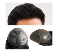 Parrucchino da uomo Protesi capillare da uomo in pizzo uomo parrucchino parrucche for capelli umani anteriore in pizzo svizzero linea sottile parrucca indiana traspirante for capelli umani Parrucche(B