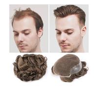 Parrucchino da uomo Sistema di sostituzione dei capelli stile parrucchino da uomo anteriore in pizzo svizzero con parrucca maschile protesi di capelli umani naturali Remy da uomo Parrucche(Jet black,6