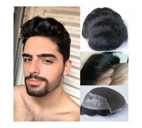 Parrucchino da uomo Sostituzione dei capelli umani Parrucchino da uomo Sistema Toupee Pizzo svizzero fatto a mano con parrucca da uomo base Parrucche(Medium Light Brown,7x9)
