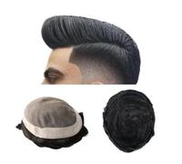 Parrucchino da uomo Unità patch for protesi for capelli Sistema di sostituzione dei capelli for uomo Base Pezzi di veri capelli umani europei for uomo Parrucche(Off black,6x8)