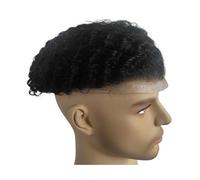 Parrucchino for capelli afro wave unità parrucchino riccio da uomo nero sistema di sostituzione dei capelli umani parrucchino in pizzo pieno(Back Style)
