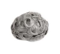 Parrucchino for capelli da uomo in pelle sottile da 0,12 mm, parrucchino | 1B80 Nero spento con capelli grigi all'80%, linea sottile naturale non rilevabile con ciclo a V(8"x10")