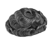 Parrucchino for capelli da uomo in pelle sottile da 0,12 mm | Parrucchino umano,1B40 Nero spento con capelli grigi al 40%, linea sottile naturale non rilevabile con ciclo a V(8"x10")