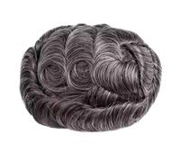 Parrucchino for capelli da uomo in pelle sottile da 0,12 mm | Parrucchino umano,1B50 Nero spento con capelli grigi al 50%, linea sottile naturale non rilevabile con ciclo a V(6"X9")